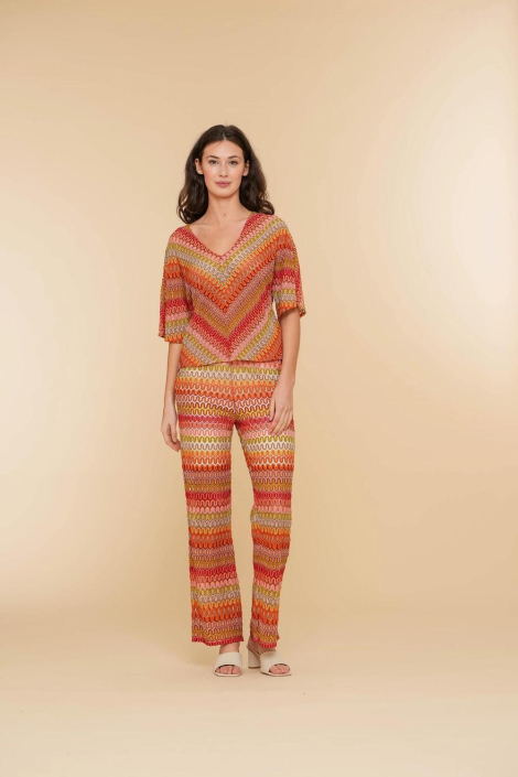 Geisha oranje dames broek