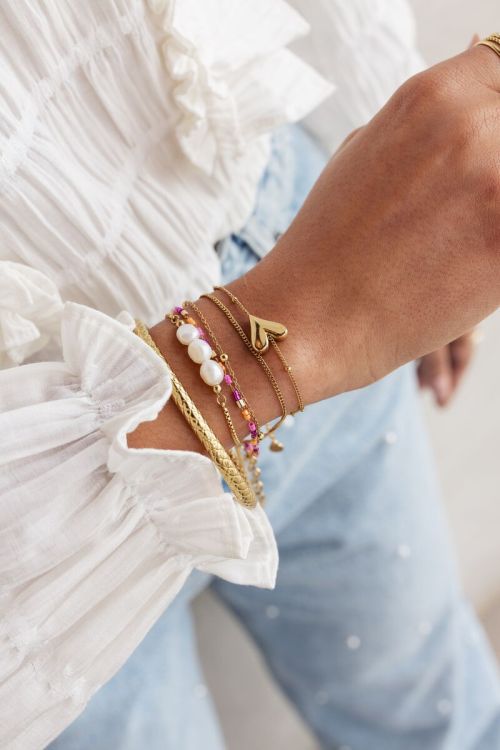 Armband met hartje en bolletjes