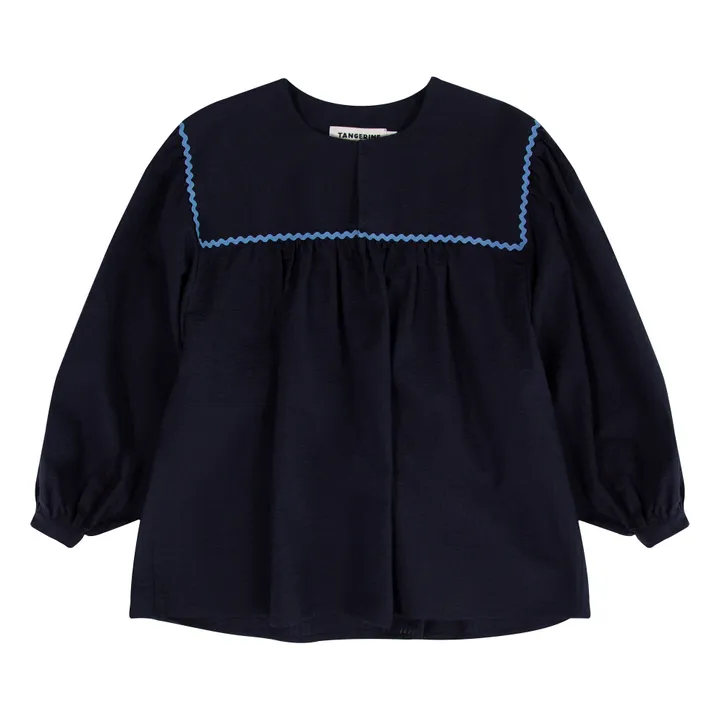 Tangerine Blouse Seersucker | Bleu nuit