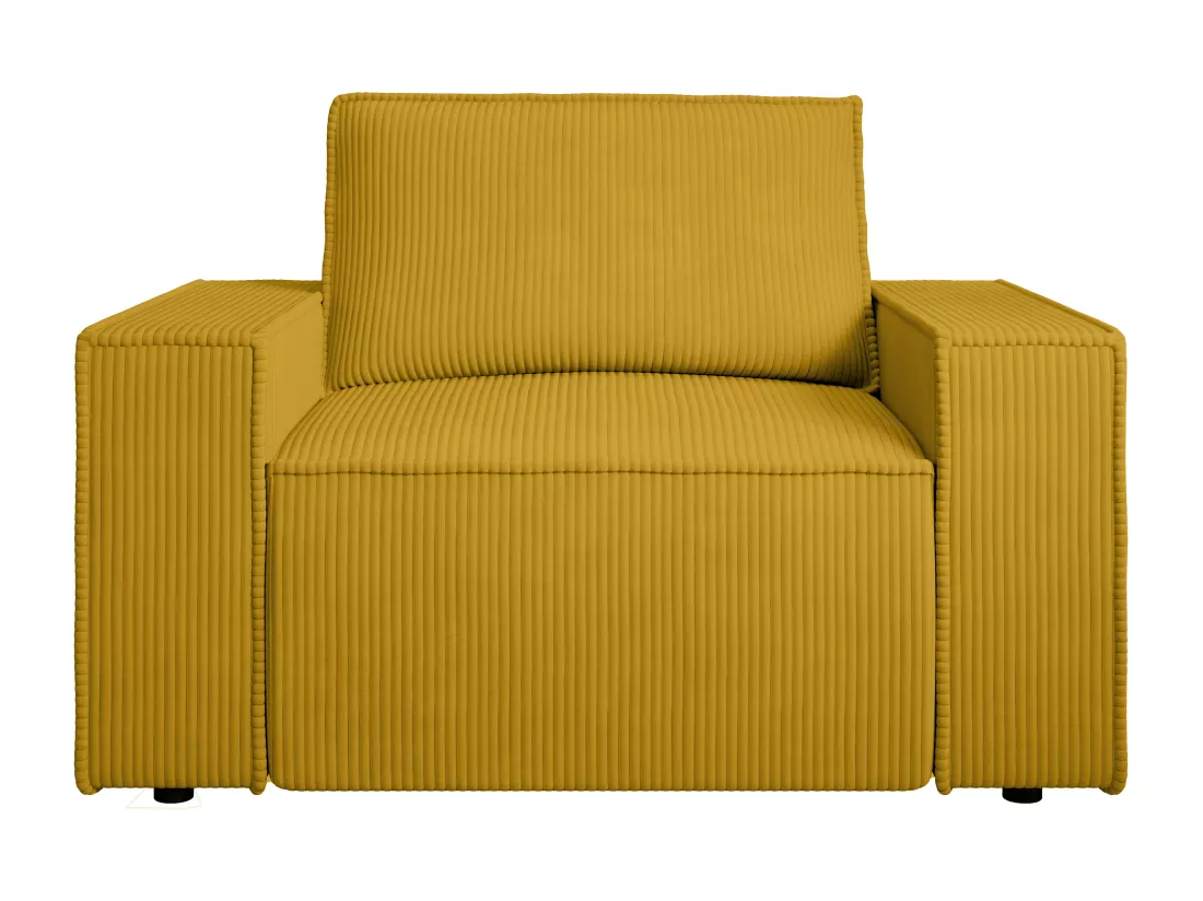 Fauteuil en velours côtelé jaune AMELIA