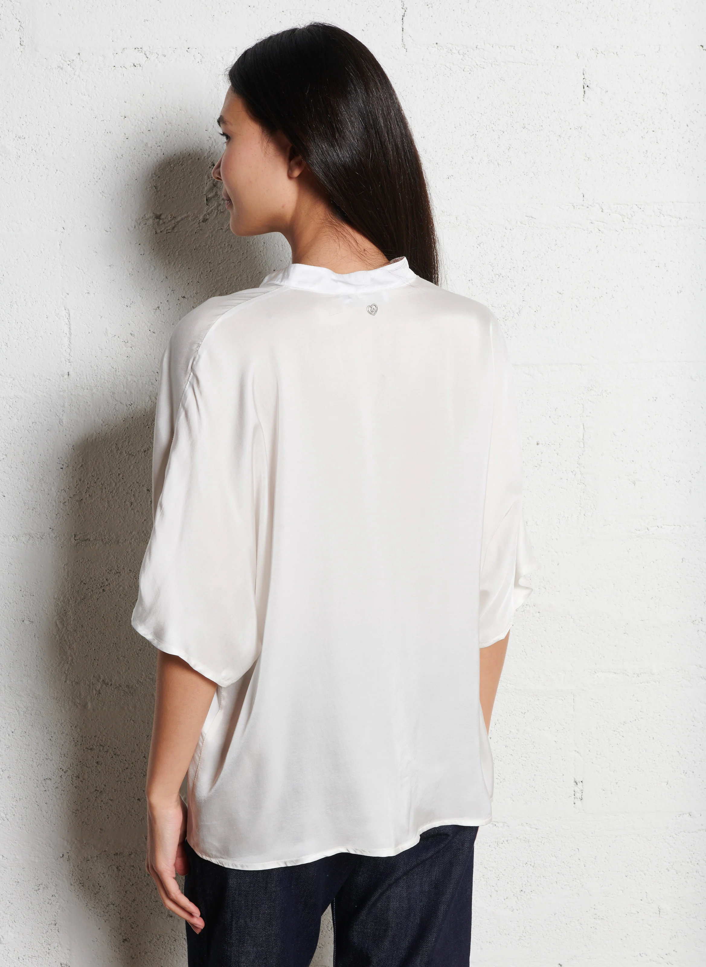 Top ample col V | Blanc