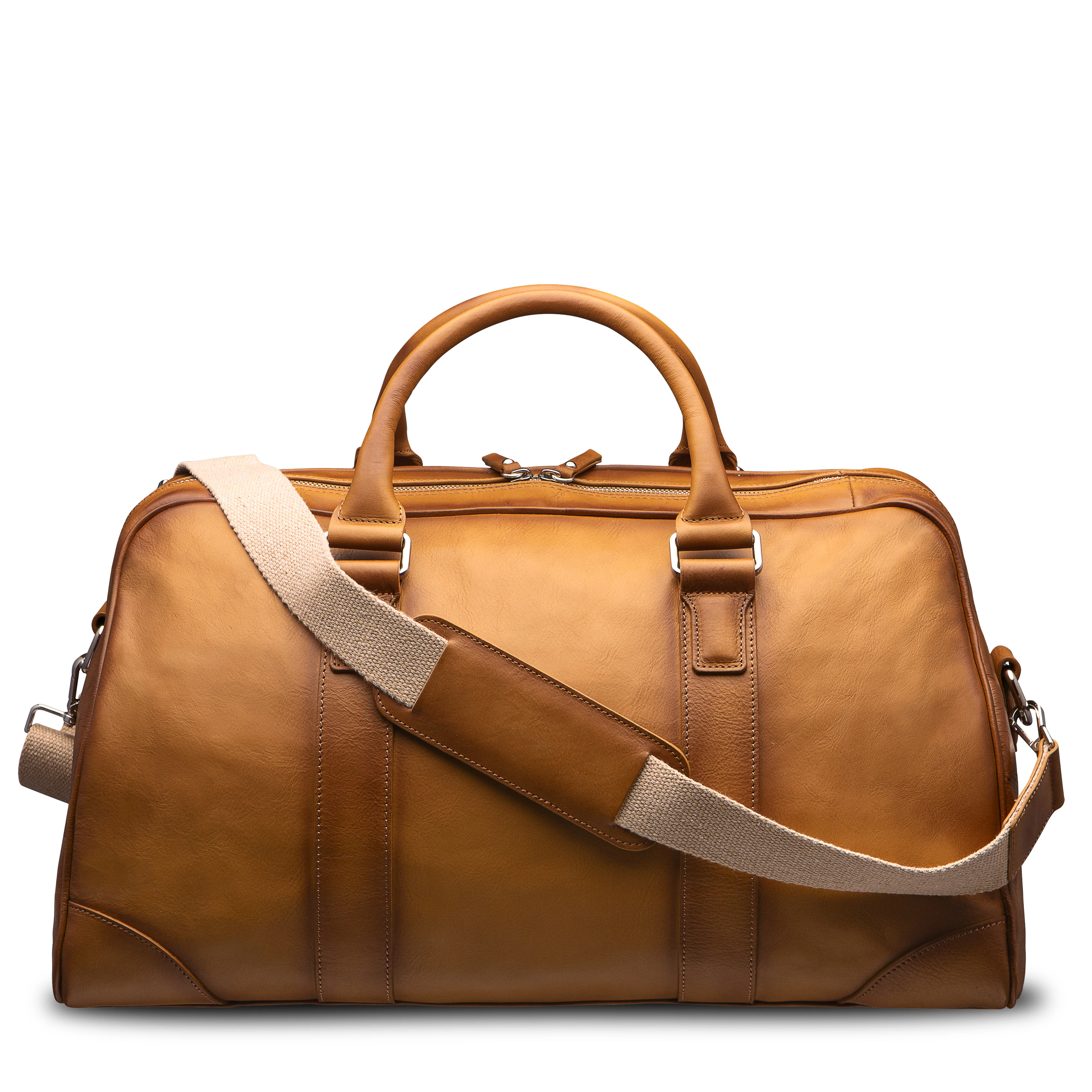 Sac week-end de voyage en cuir camel
