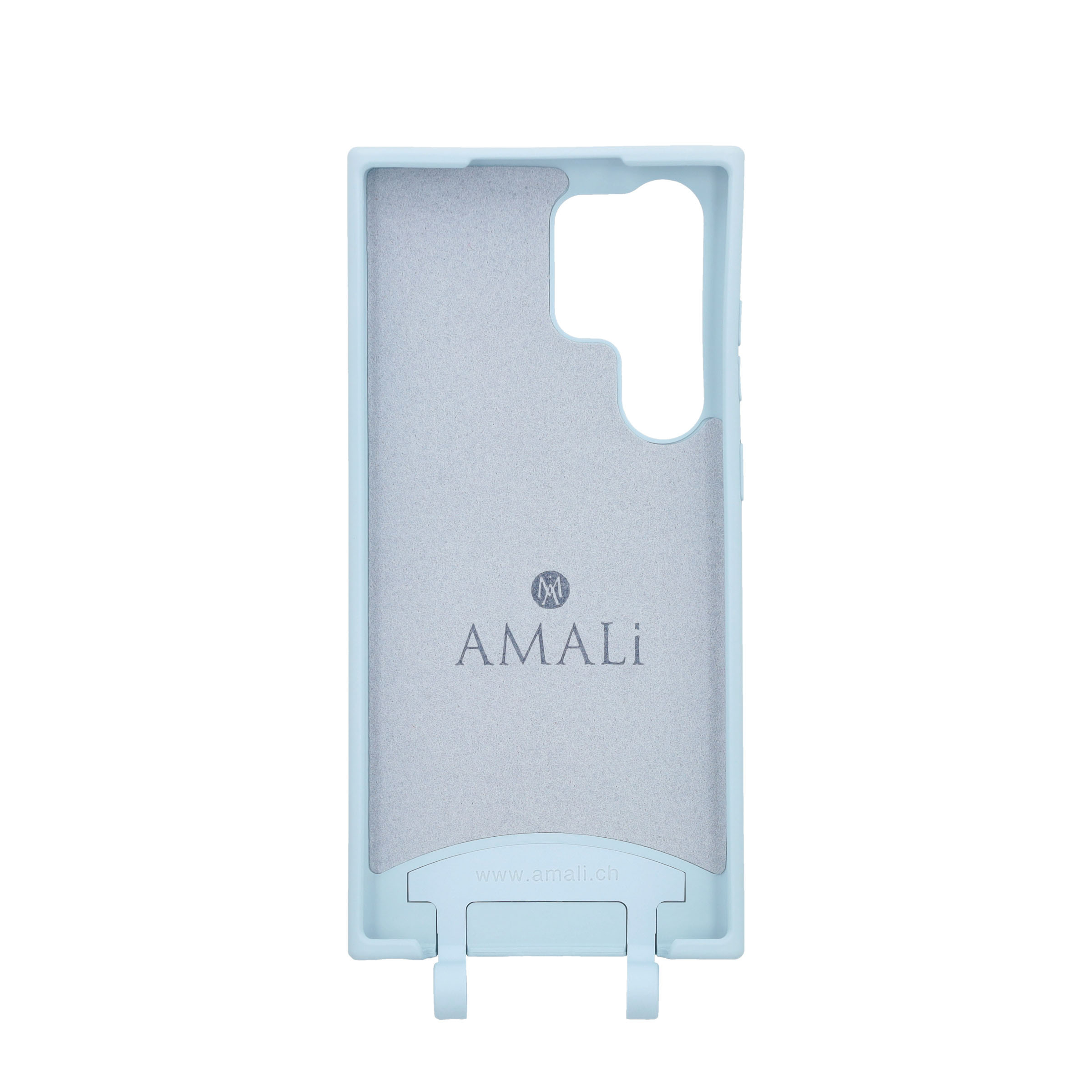 Samsung Galaxy S23 Ultra Handy Hülle Elegantes Case mit abnehmbarem Necklace Adapter - Light Blue / Gold