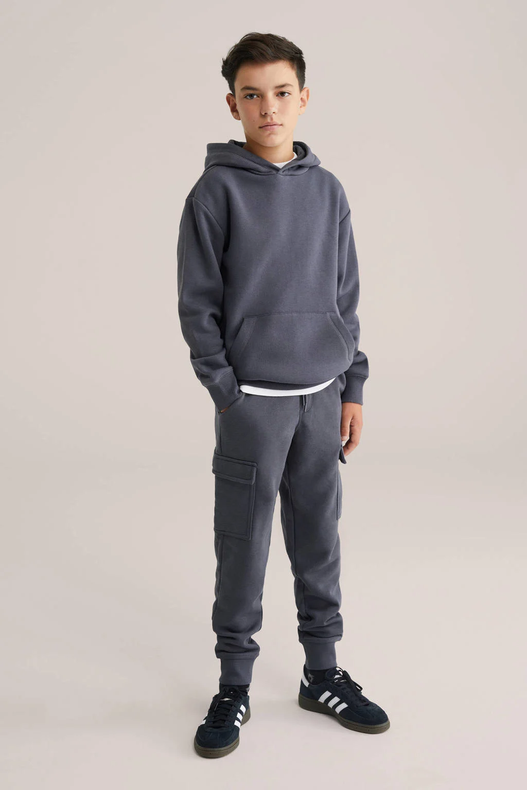 WE Fashion Blue Ridge slim cargo broek antraciet