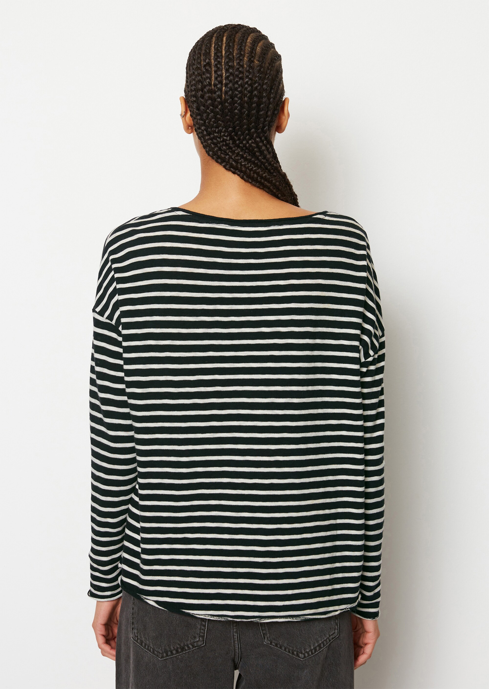 Gestreiftes Longsleeve oversize aus Heavy-Cosy-Slub-Jersey
