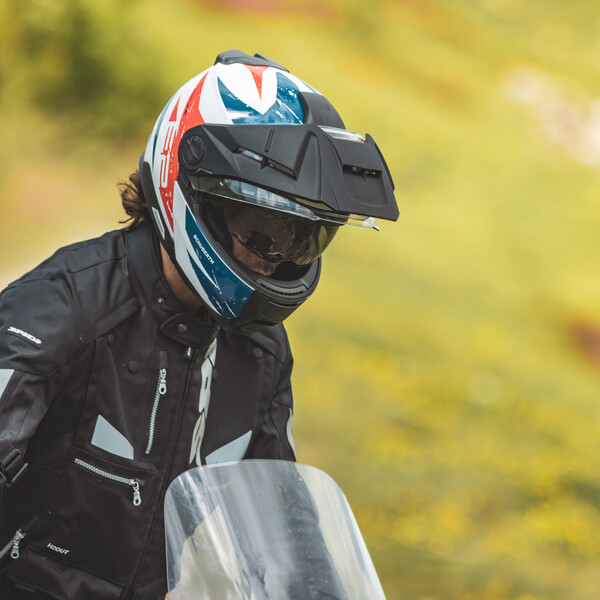 Schuberth - Casque E2 Explorer Blanc brillant / Bleu / Rouge