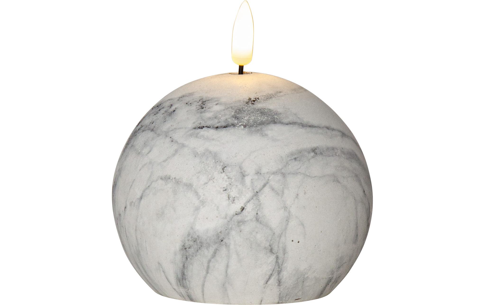 LED-Kerze Pillar Flamme Marble, Ø 10 x 12 cm, GrauKünstliche Kerze mit beweglicher Flamme