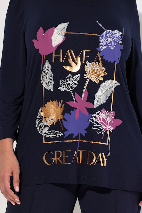T-Shirt, Blüten, Classic, Rundhals, 3/4-Arm