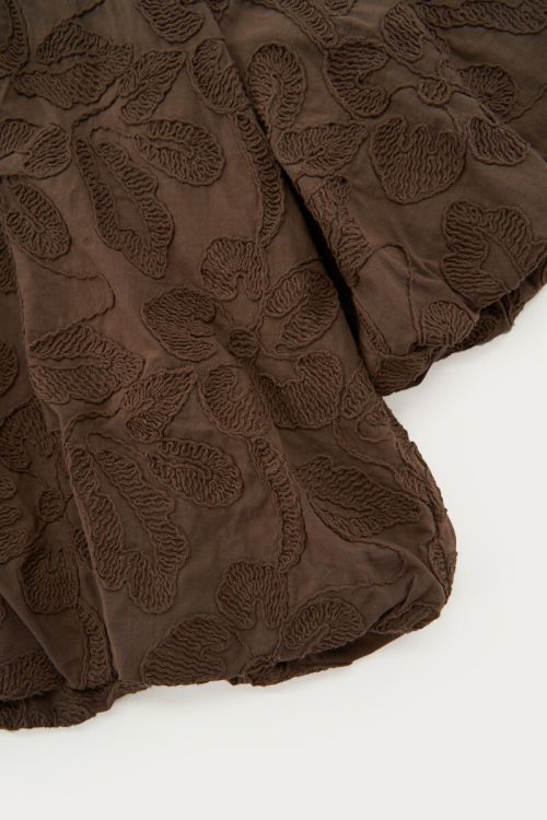 Bruine ballon top met embroidery