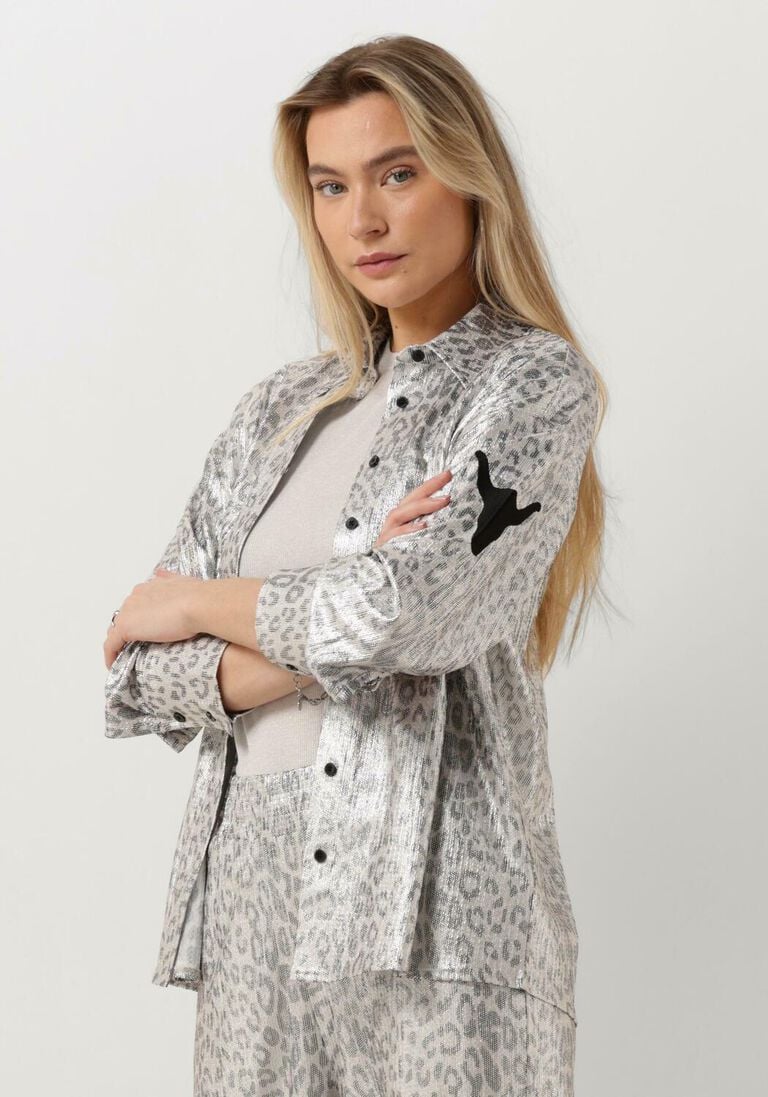 ALIX THE LABEL zilveren alix the label blouse ladies knitted leopard blouse