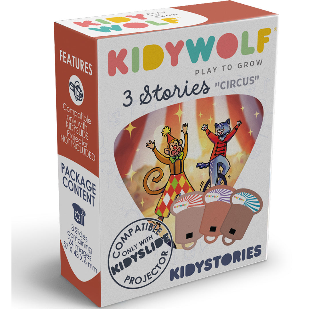 Kidywolf discs voor projector zaklamp kidyslide - circus - 3st