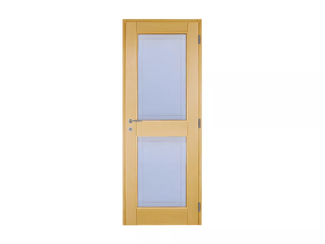 Porte nue, sans cadre, bois Erable, 73 cm, 2 carreaux, recouvrement