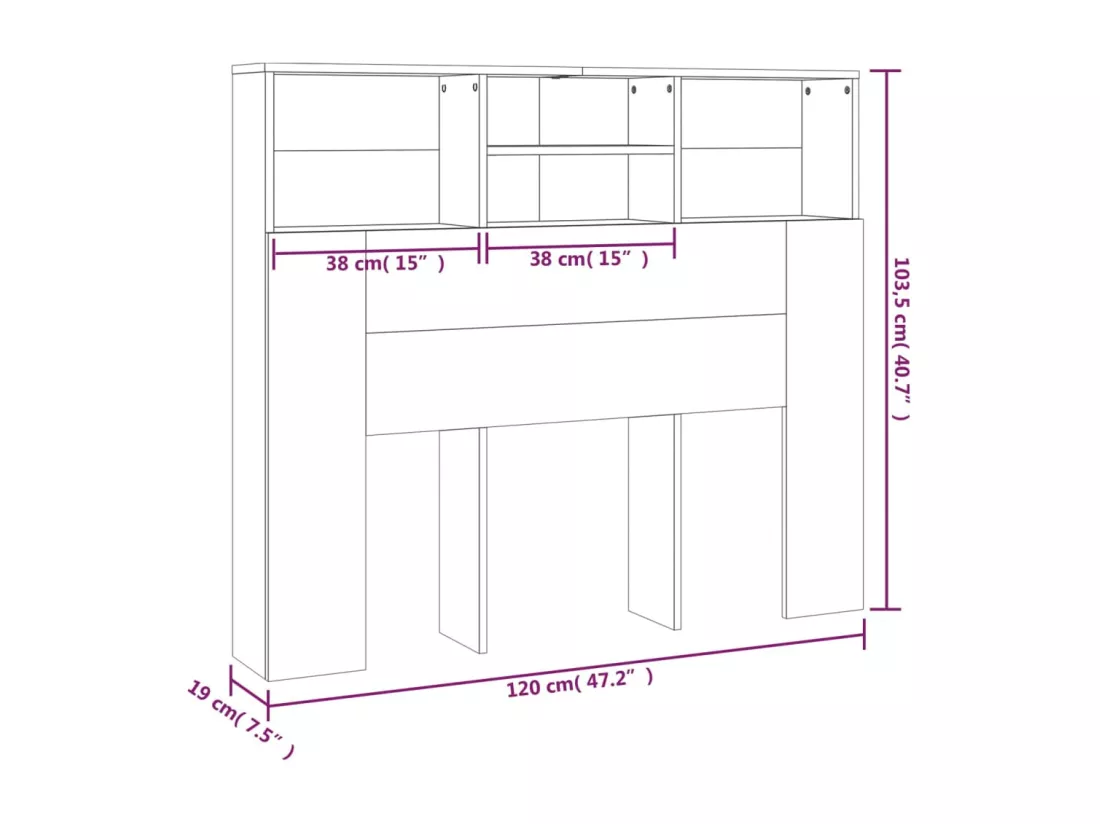Armoire de tête de lit Blanc 120x19x103,5 cm