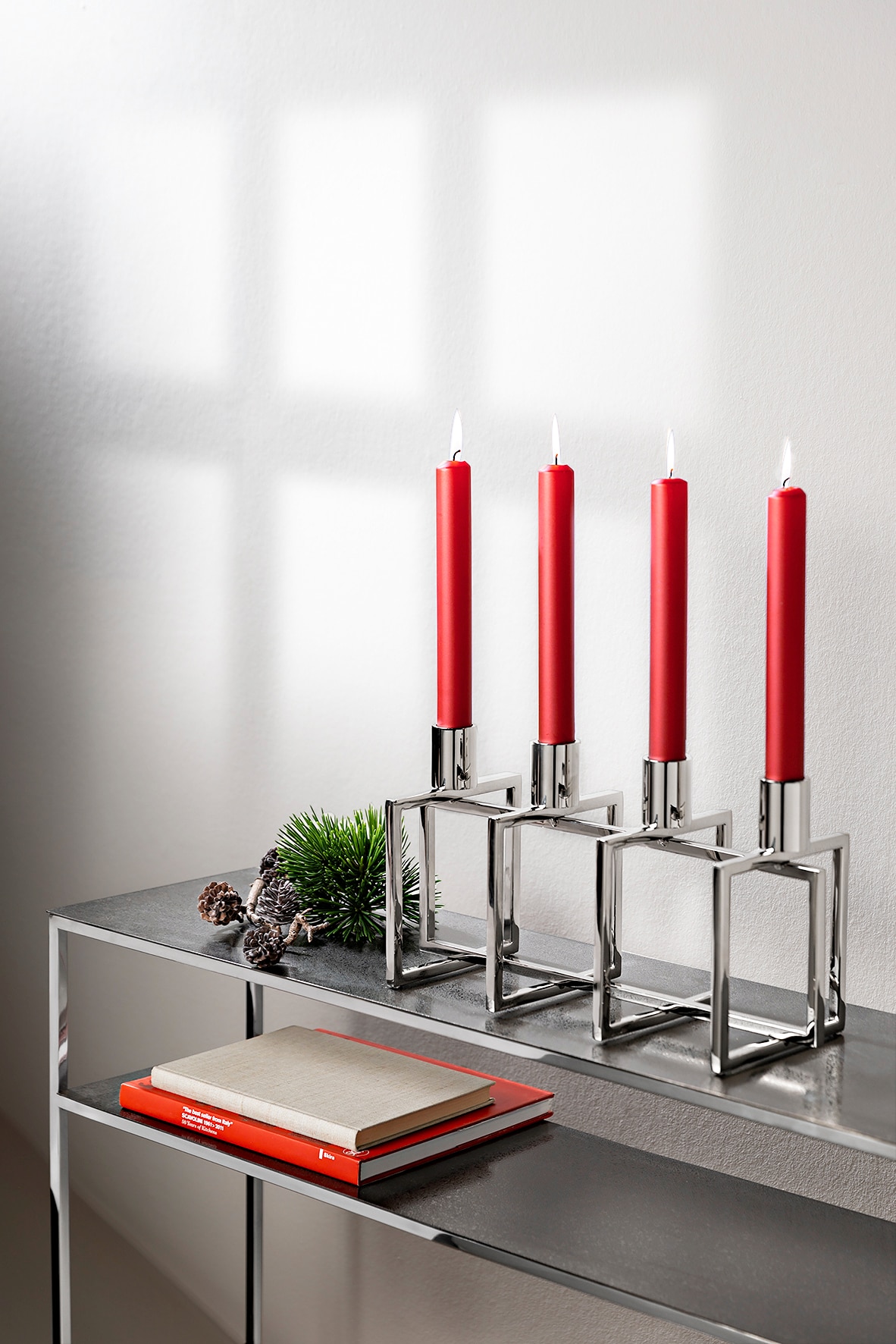 Fink Stabkerzenleuchter 4-flammig ELIOT 20,5 cm silberfarbig/vernickelt