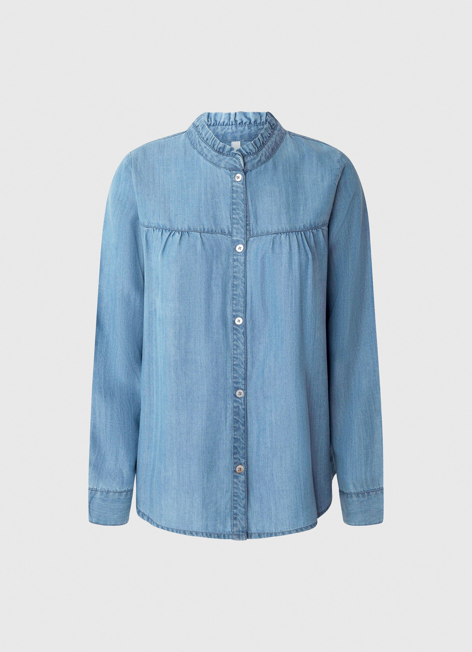 Camisa de corte regular com gola Mao - azul