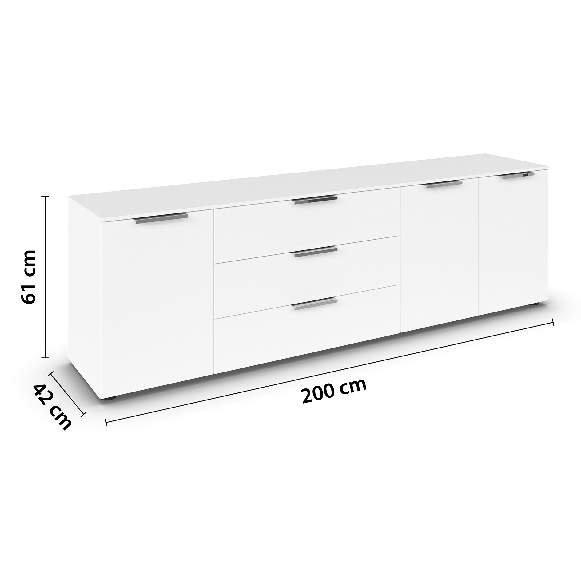 Lowboard - alpinweiß - 199 cm