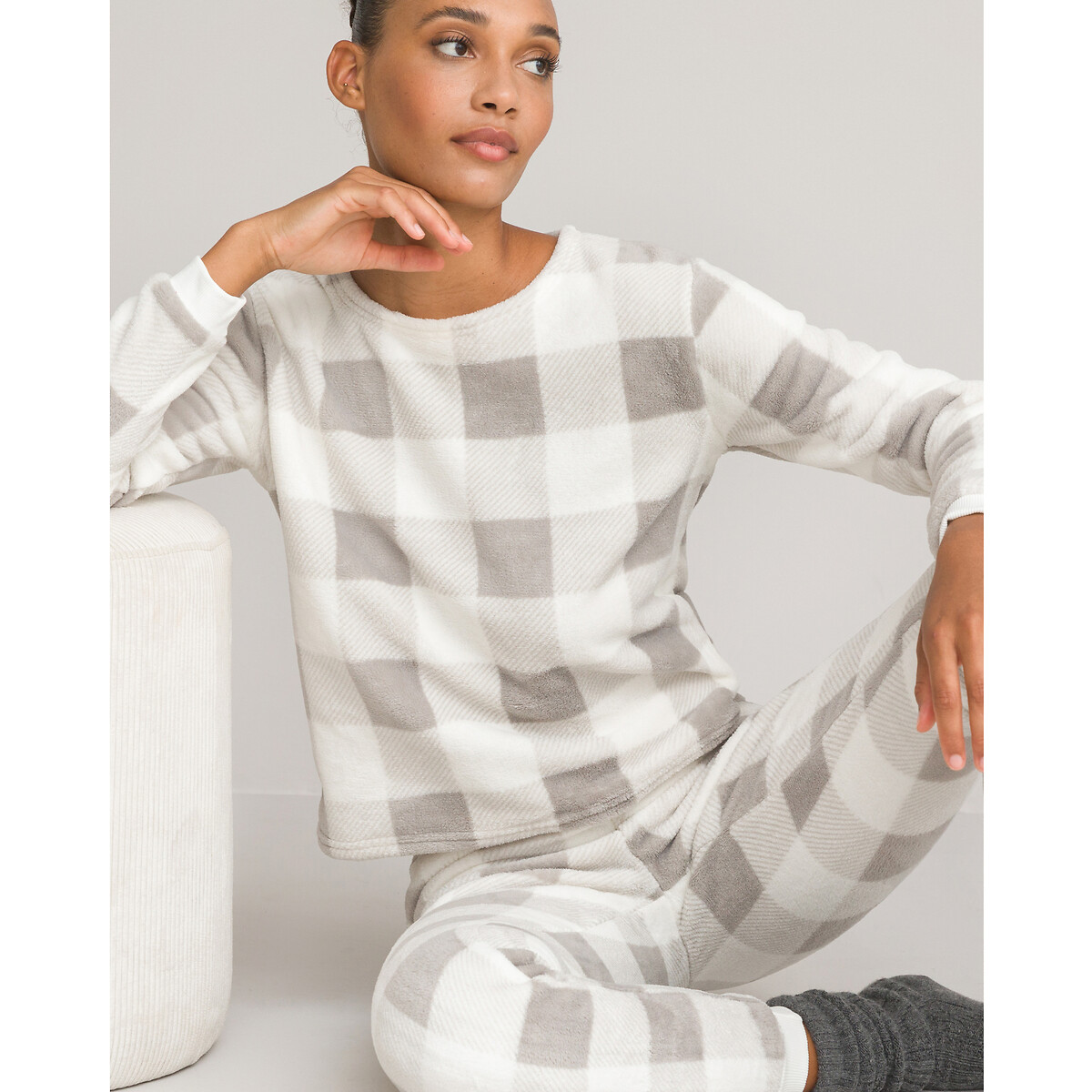 SO'HOME<br>Pijama de malha Veilfleece xadrez