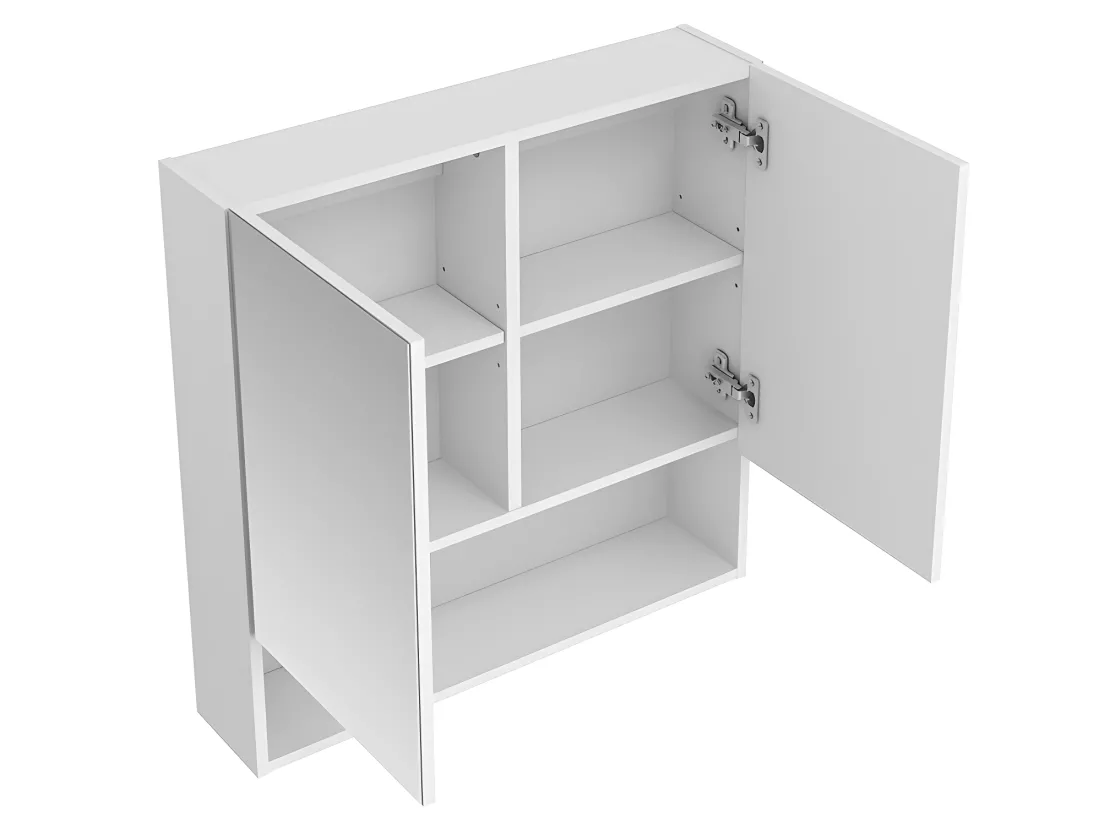 Armoire murale de salle de bain avec miroir et niche - Blanc - ZUMPA