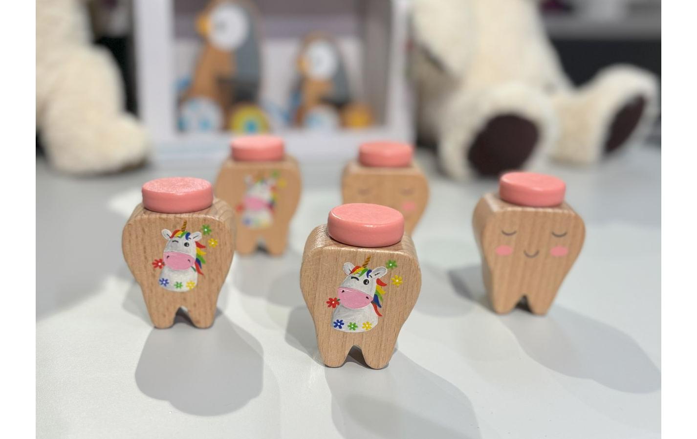 Milchzahndose EinhornMilchzahndose aus Holz