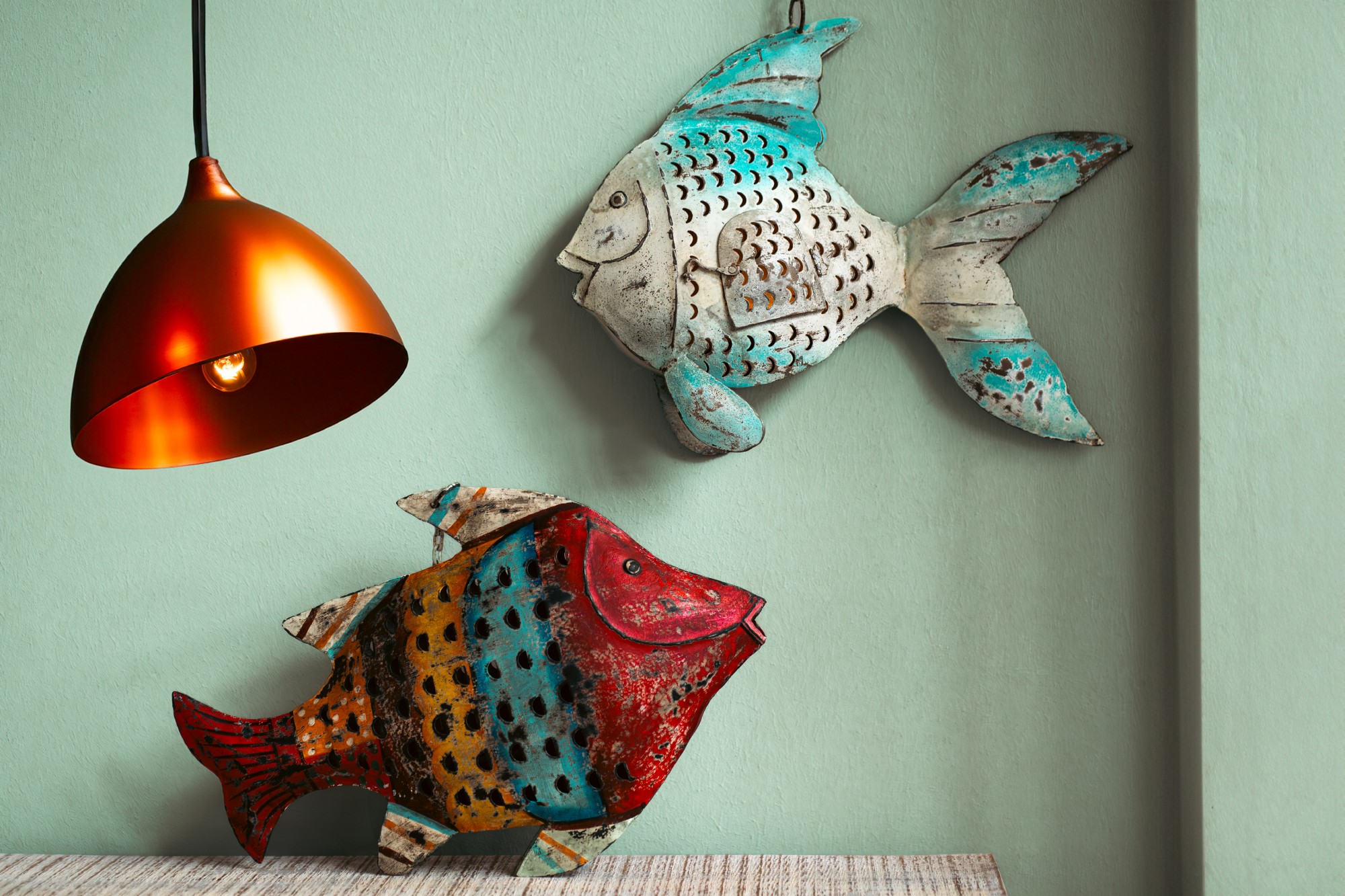 Hängelaterne 'Poisson', multicolor, B 54 cm, H 35 cm, L 13 cm von fischer's lagerhaus