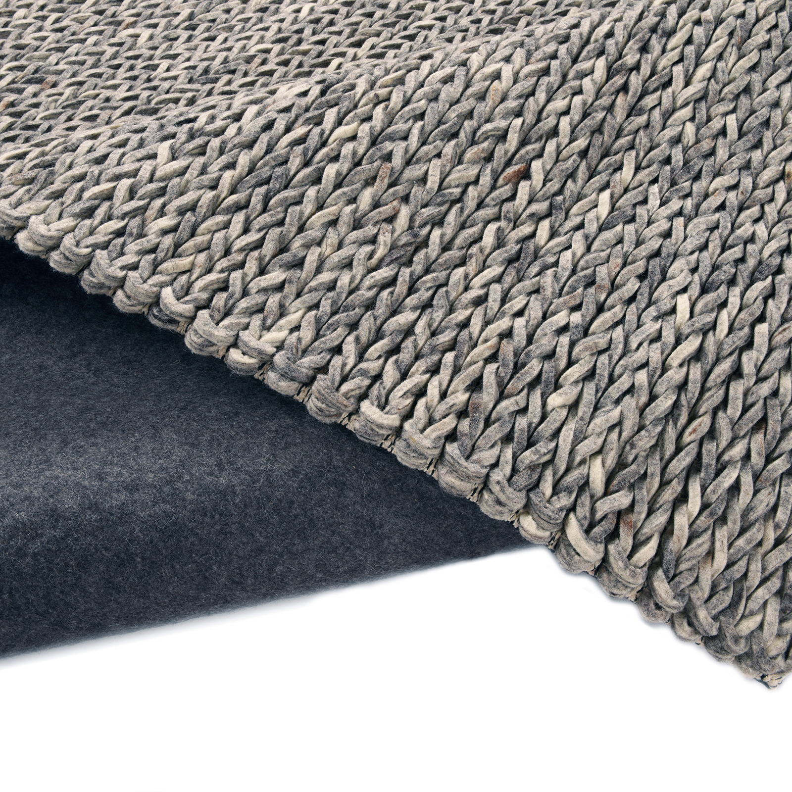 Teppich ARLBERG - natur grau - handgewebt - 70x140 cm