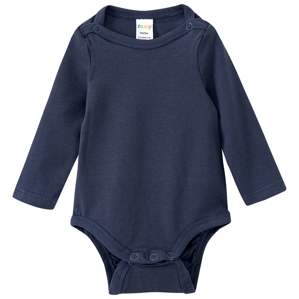 Famy 3 Baby Bodys mit Bio-Baumwolle blau / dunkelblau / weiss