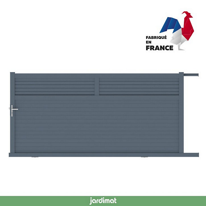 Portail Jardimat coulissant aluminium Annoire gris anthracite - 350 x h.175 cm