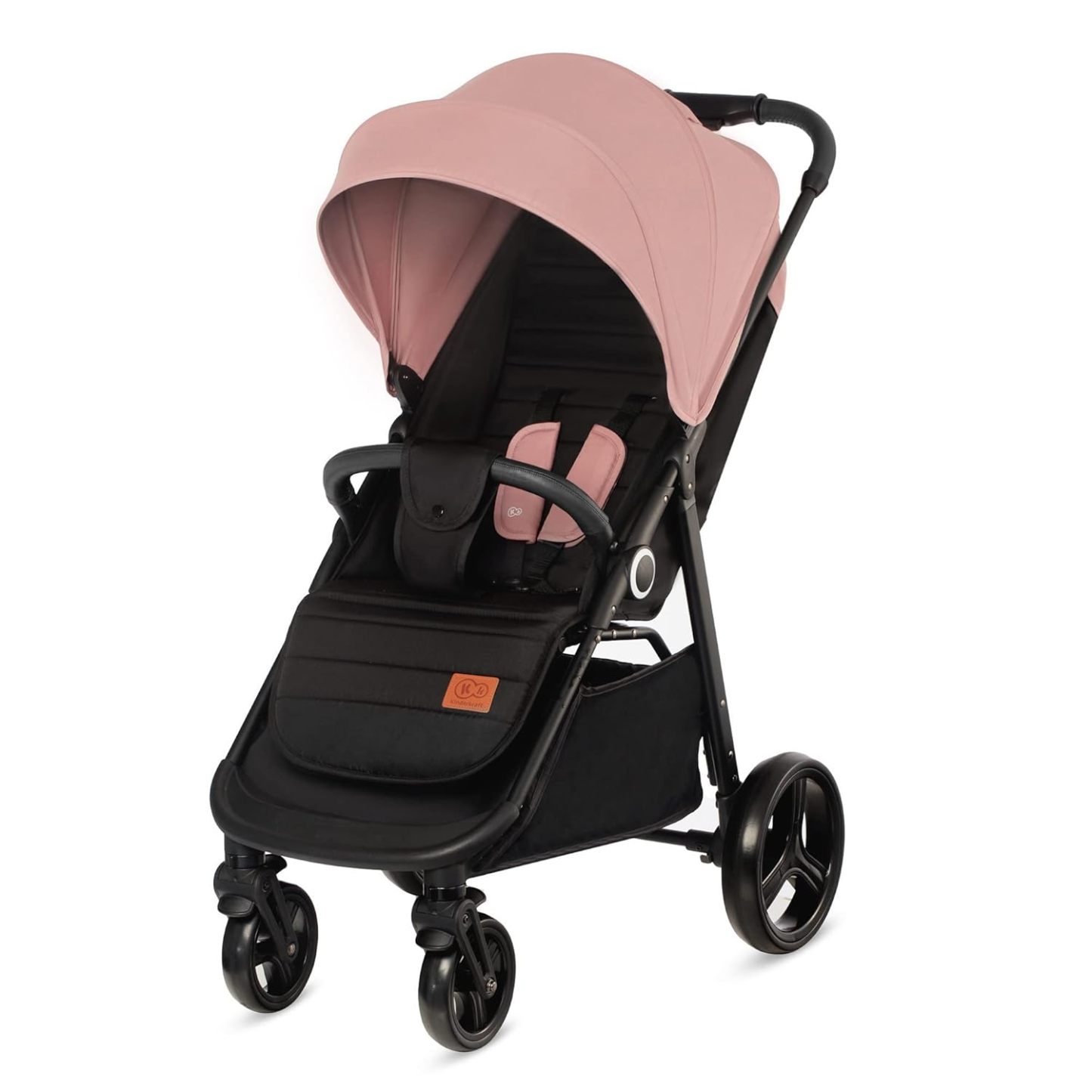 Kinderkraft GRANDE PLUS Kinderkraft buggy von Geburt bis 22 kg, Zusammenklappen mit einer Hand, Liegeposition, großes Verdeck mit Fenster, alle 4 Räder gedämpft, geräumige Sitz, Grau