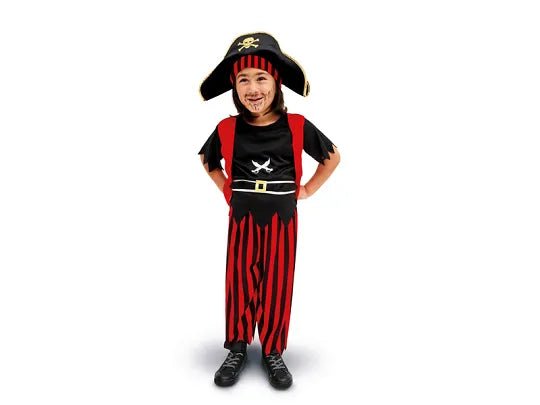 Piratenpak Zwart Rood Kind 4 delig