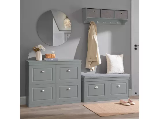 Banc de Rangement à Chaussures Armoire à Chaussures 2 Abattants avec Coussin Confortable, FSR64-HG