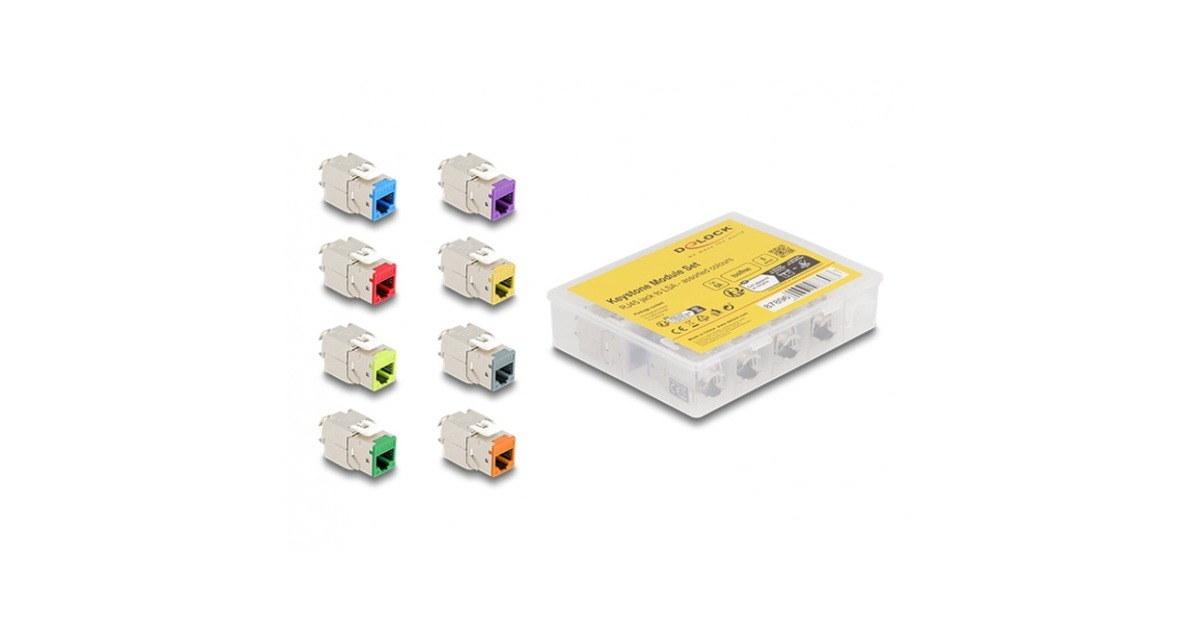 DeLOCKKeystone Module RJ45 Jack naar LSA Cat 6a toolfree, 8 stuks  (Meerkleurig)