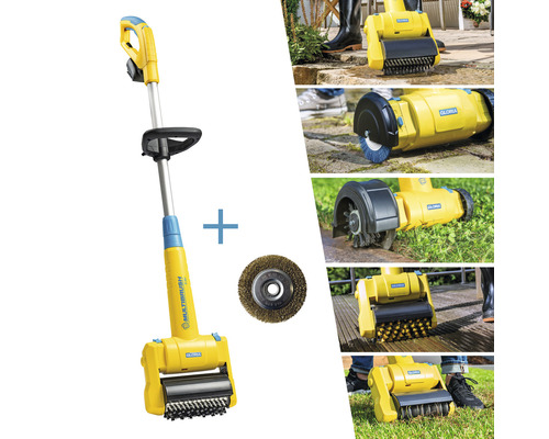 GLORIA MultiBrush li-on multifunctionele accuborstel, voor terrasreiniging, onkruidbestrijding, gazononderhoud, incl. steenborstel en voegenborstel, zonder accu, zonder lader