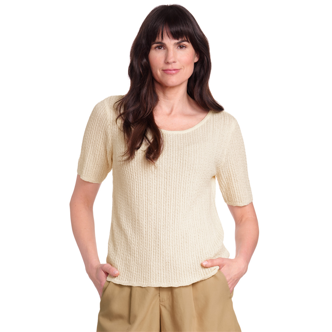 Gina Benotti Damen Shirt mit Strukturmuster creme