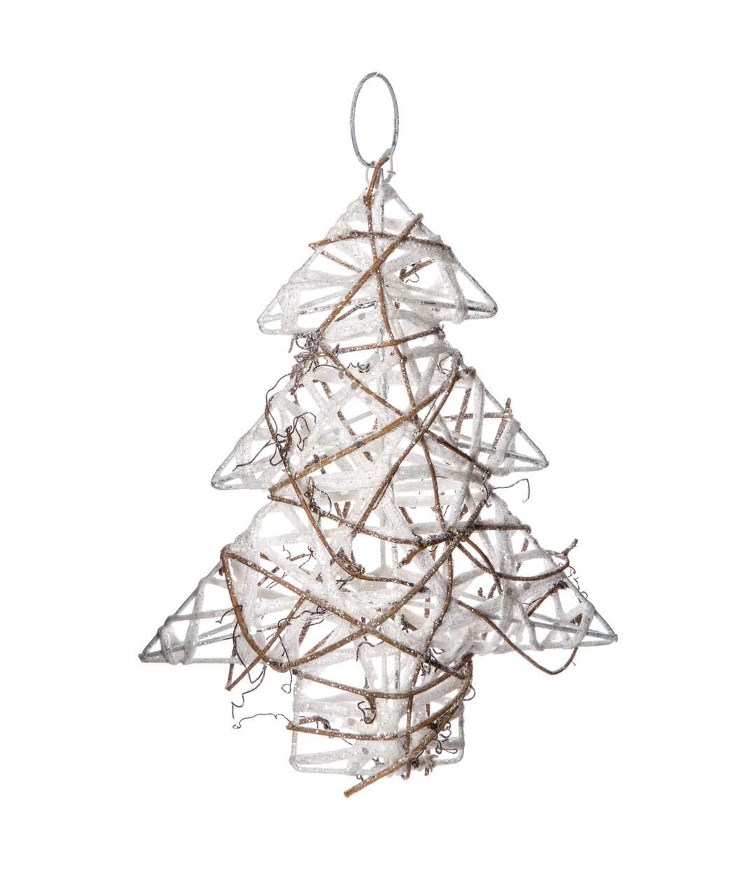 Sapin de Noël pailleté à suspendre - 17 x 20 cm - Blanc