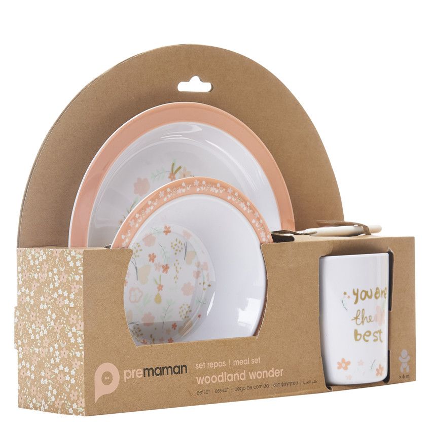 Coffret repas 5 pièces en mélamine - Woodland wonder - Ecru