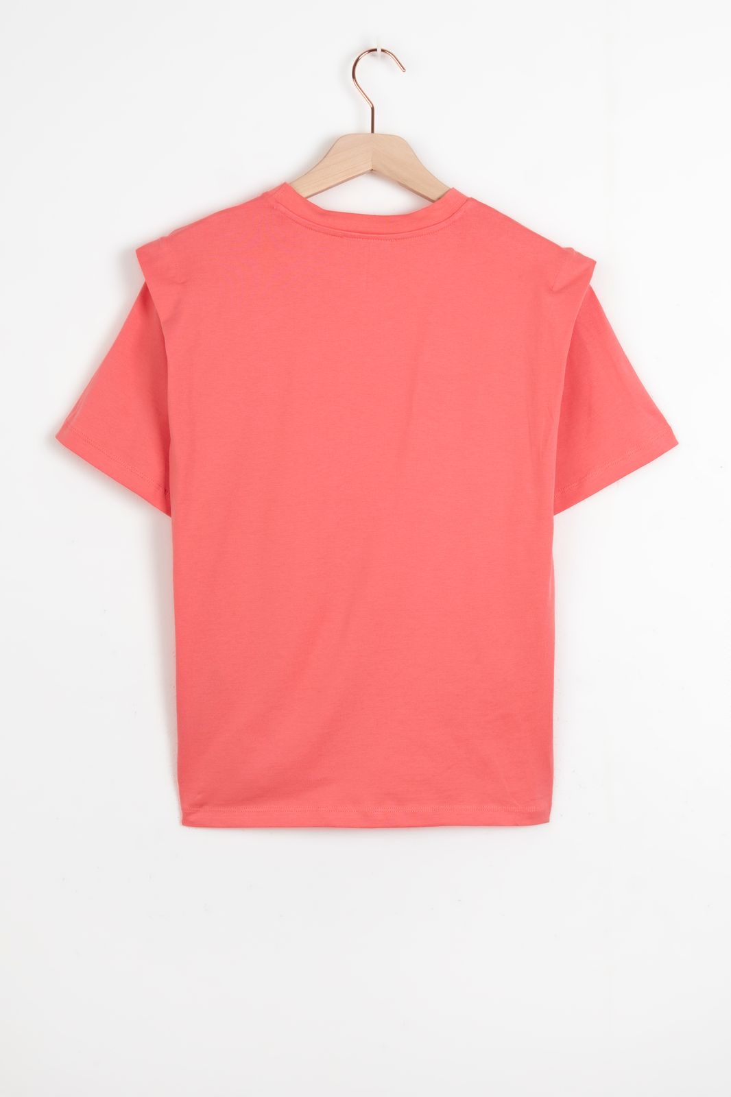 Koraaloranje T-shirt met schouderdetails