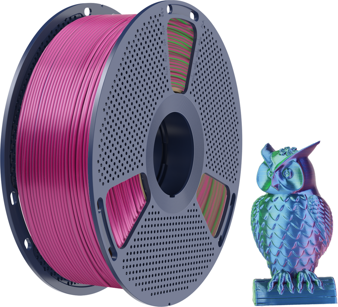 SUNLU  Silk PLA+ Tri-Color Blue Green Purple, 1,75 mm / 1000 g    Dreifärbiges PLA Material mit glänzendem Finish