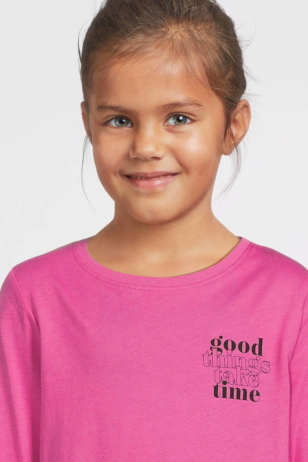 NAME IT longsleeve NKFVIOLET met printopdruk roze