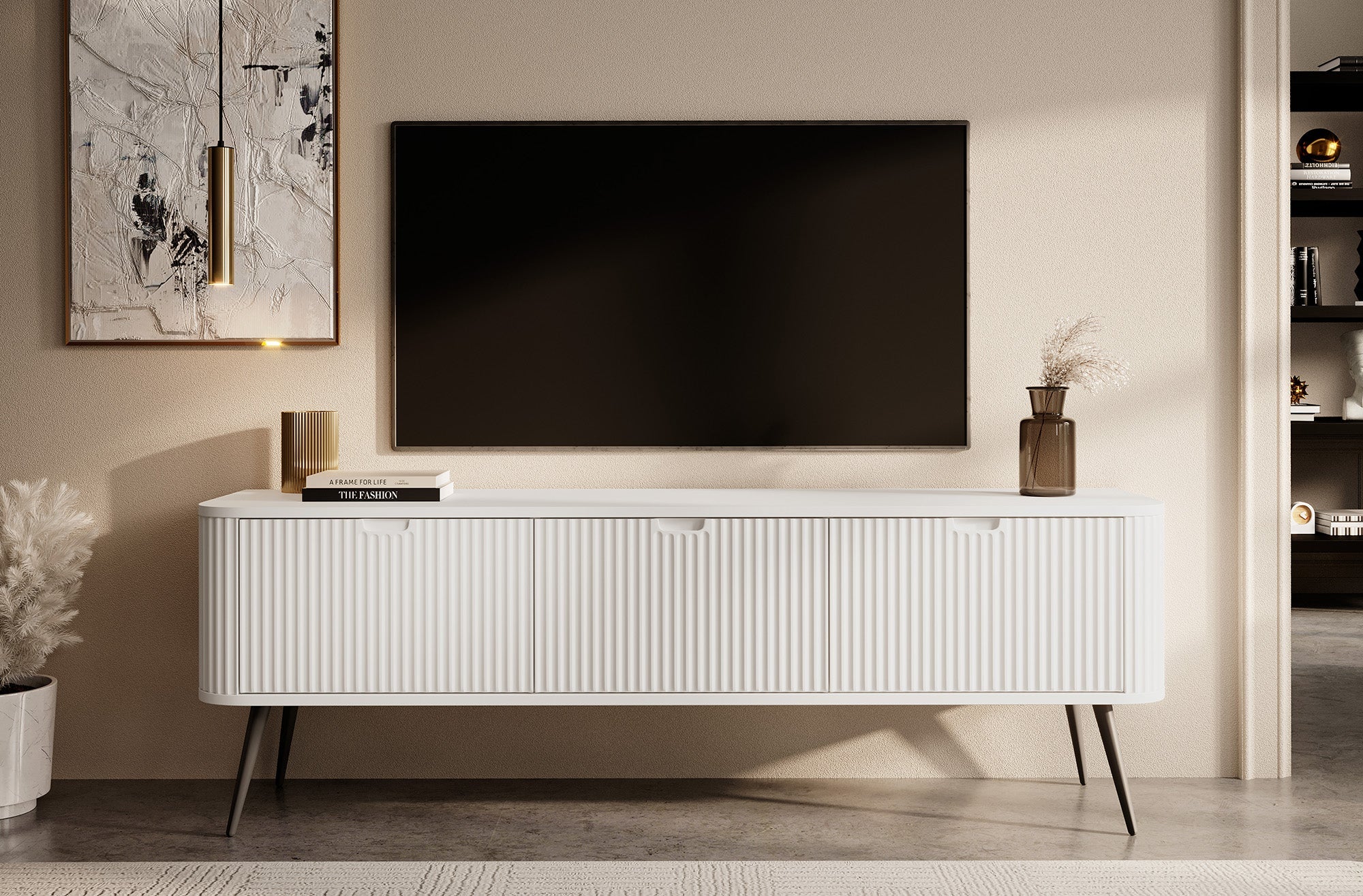 Meubella - TV-Meubel Zakari - Wit - 168 cm