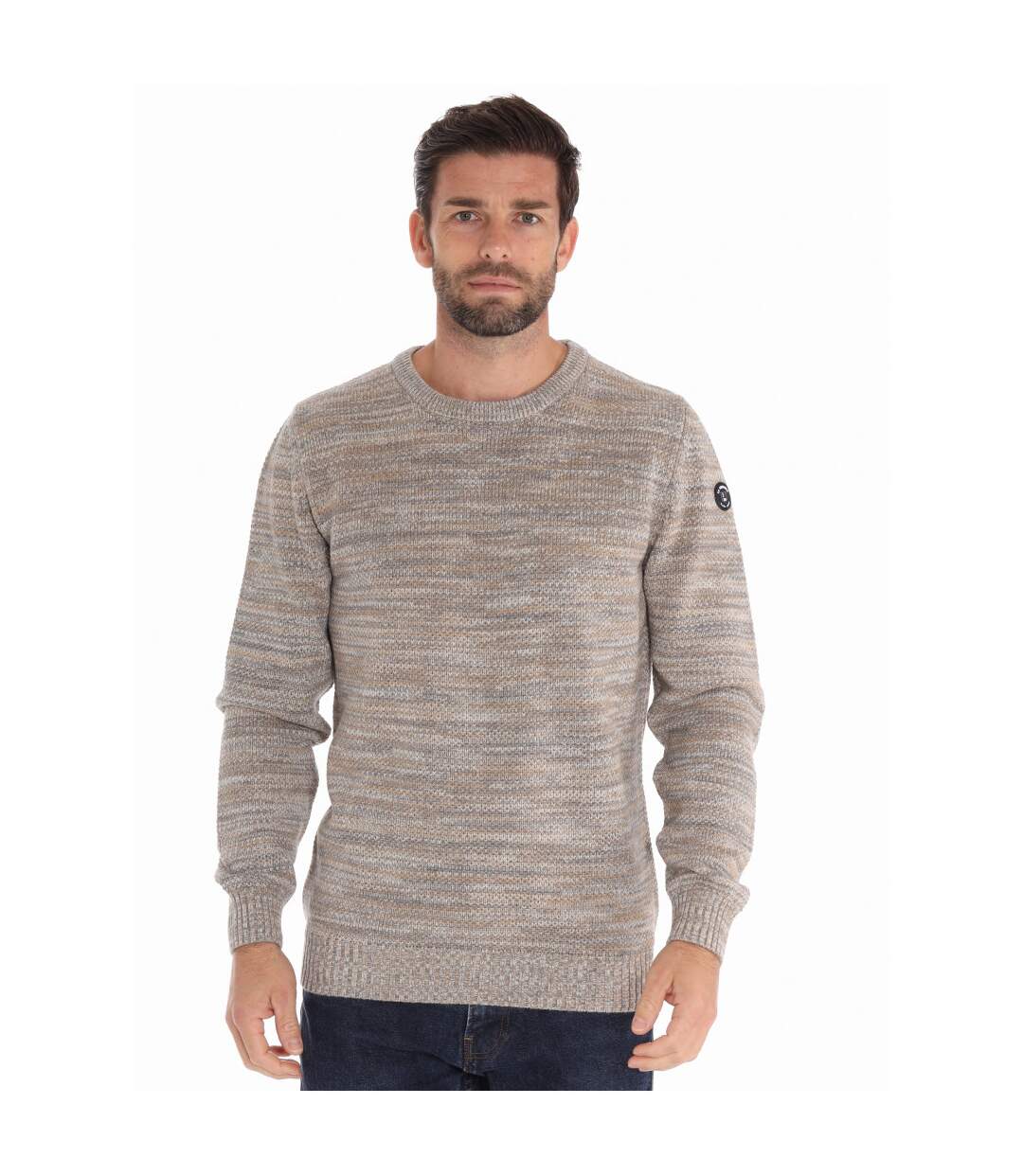 Pull col rond multicolore