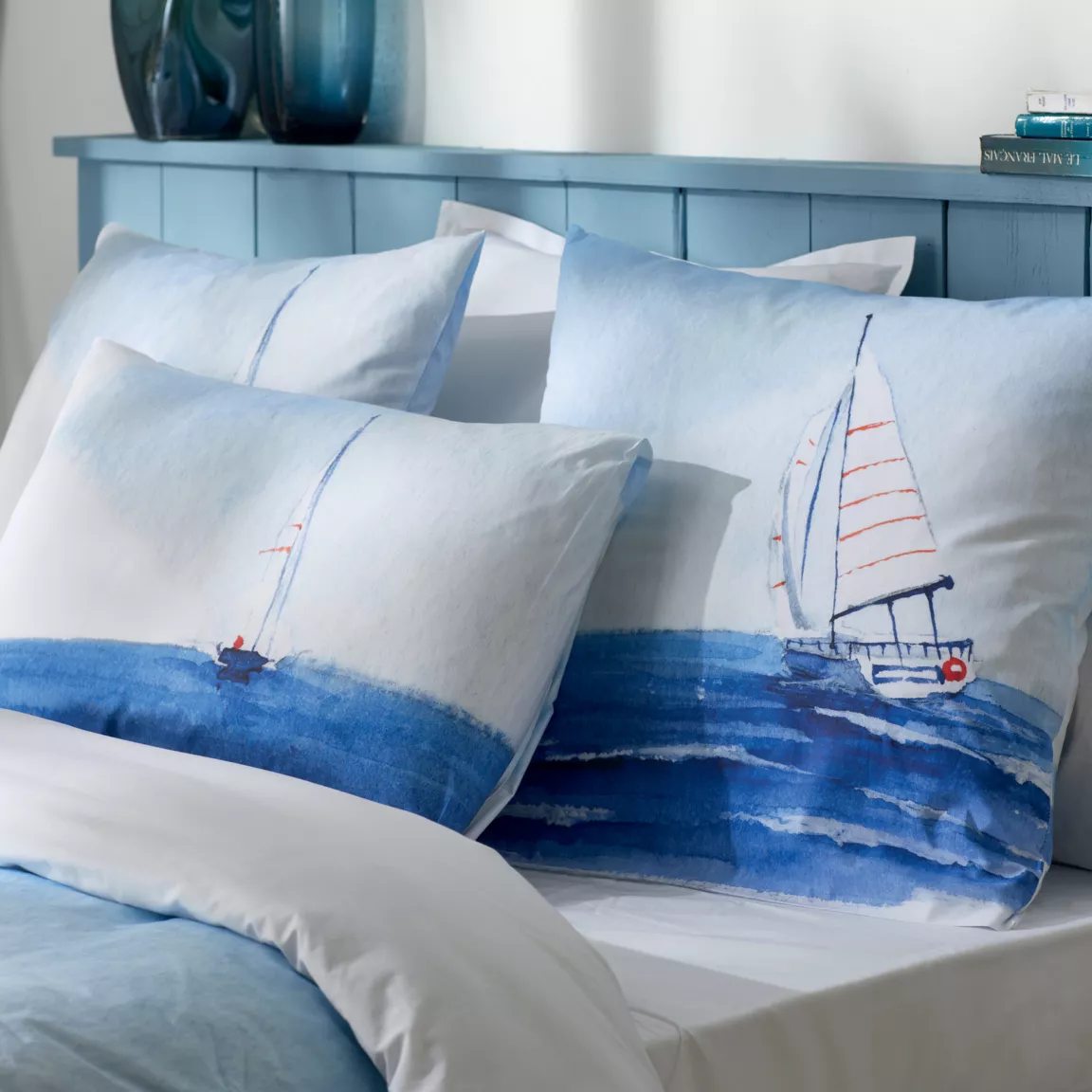 Housse de couette percale de coton (200 x 200 cm) Regate Bleue