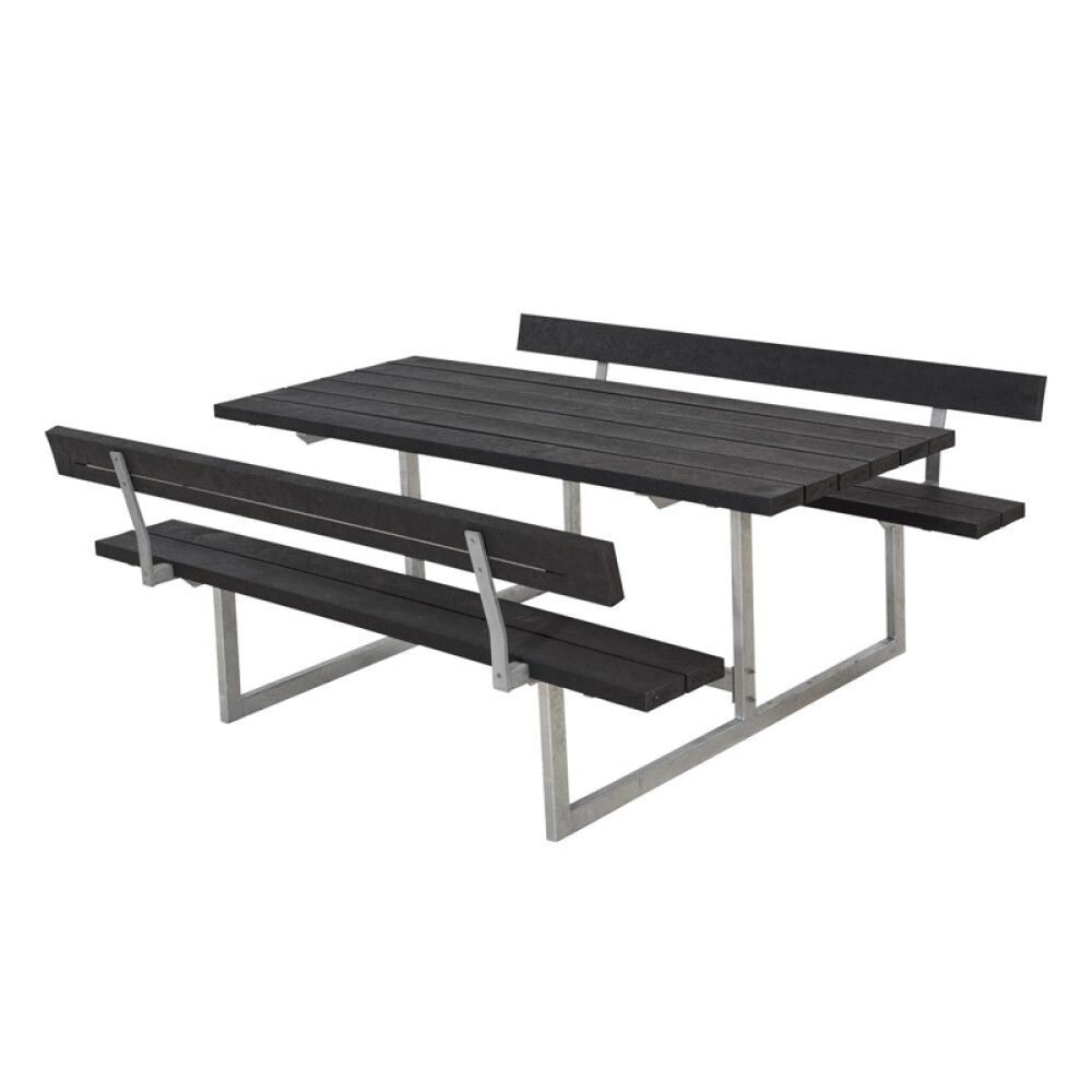 BENKESETT PLUS RE-PLAST MED 2 RYGGSTØTTER 177CM SVART