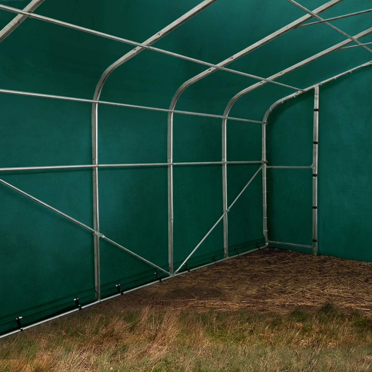 TOOLPORT Weideunterstand 6x6 m PVC Plane 2300 Newton Unterstand Lagerzelt grün für Erduntergrund