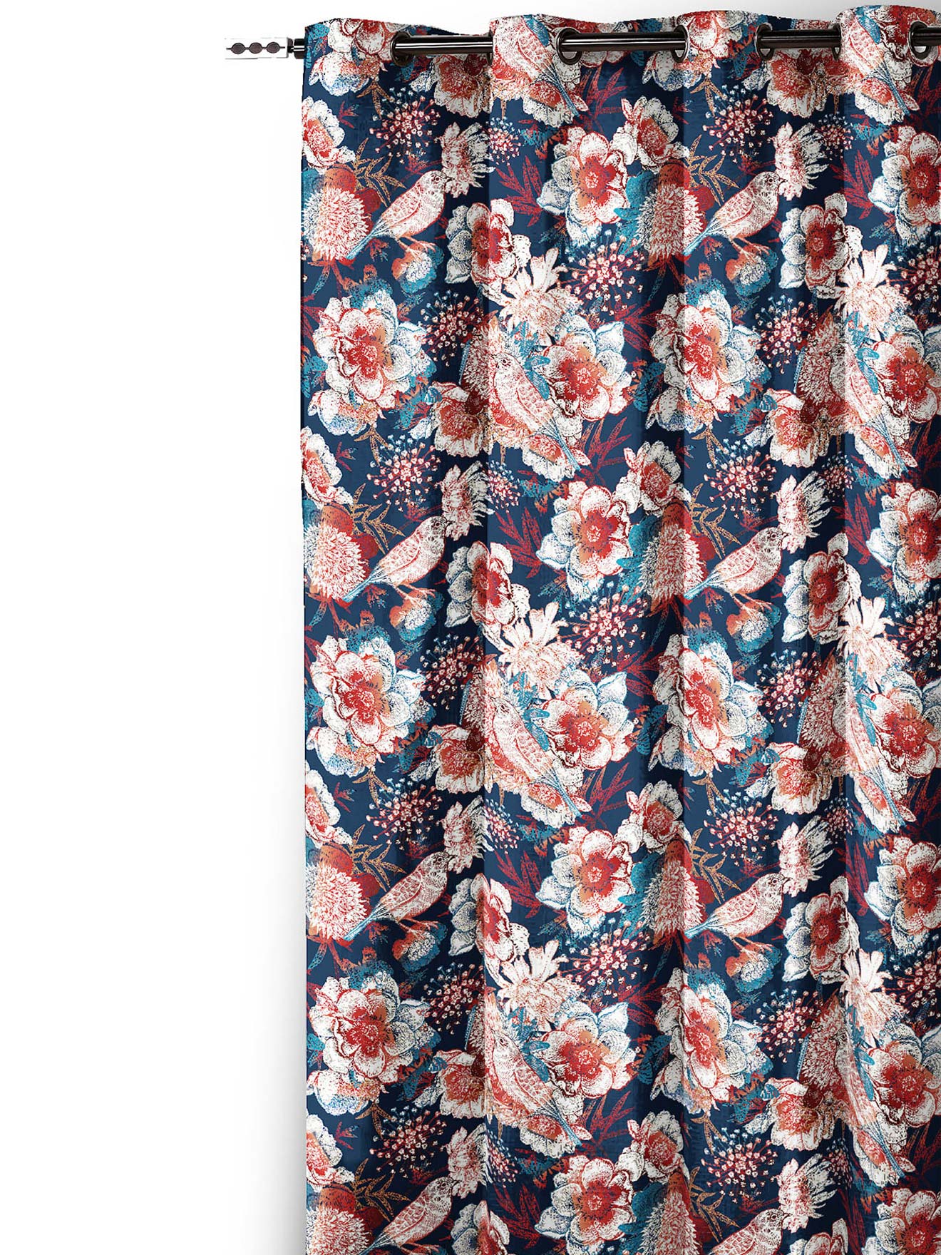 Rideau fleuri finition oeillets