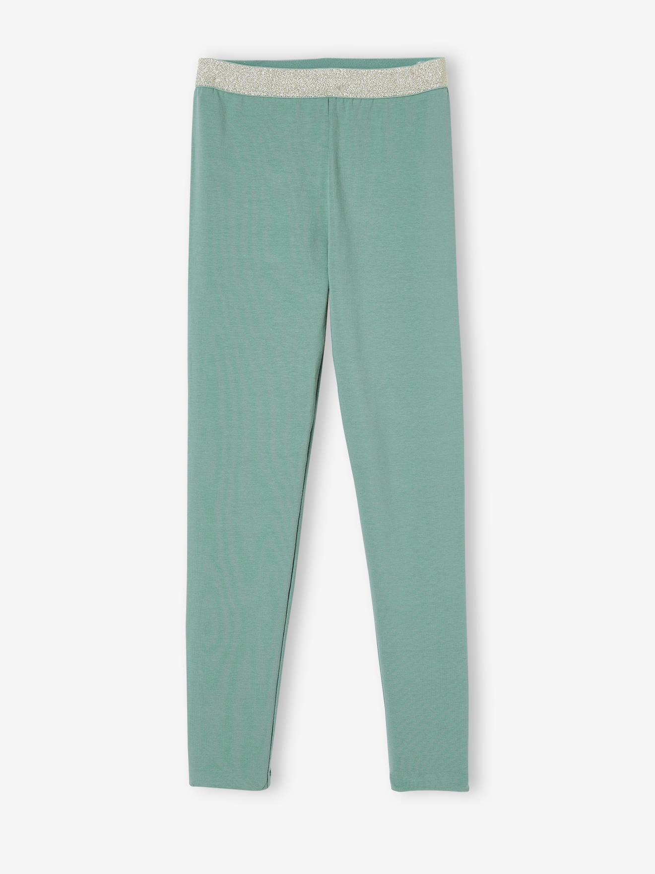 Leggings lisas, elásticas e iridescentes para meninas, cor pêssego.