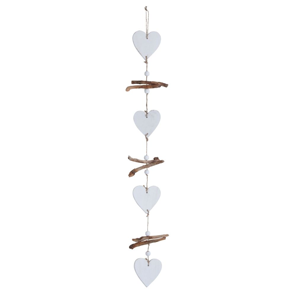 Suspension 4 coeurs en bois (lot de 3)