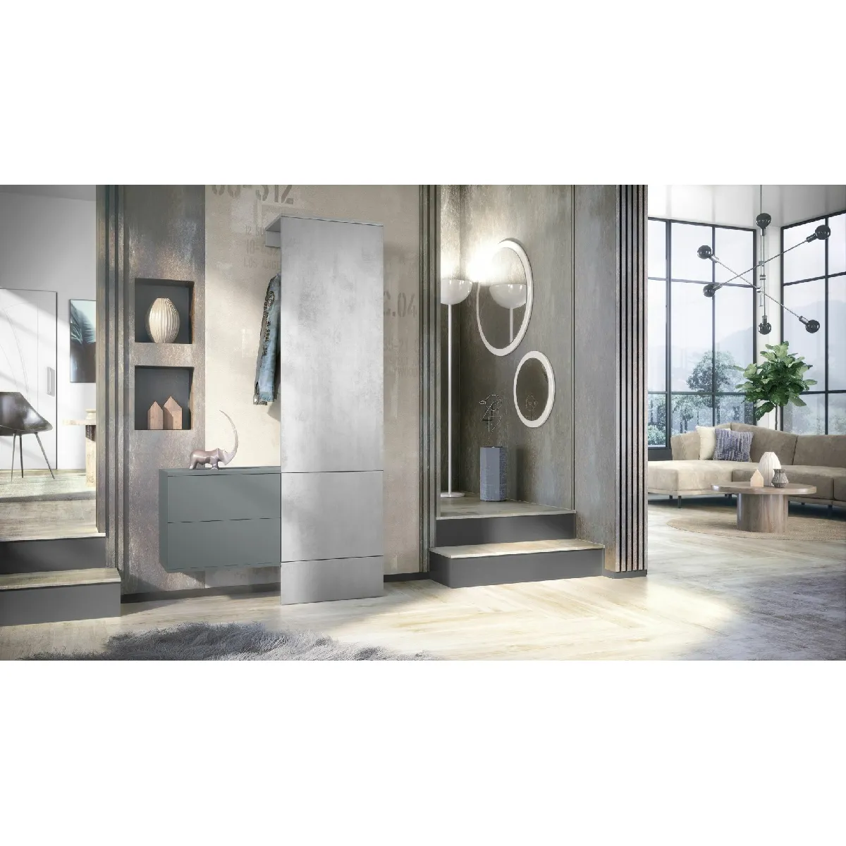 MPC Vestiaire - Gris et béton - 105 x 193 x 35 cm