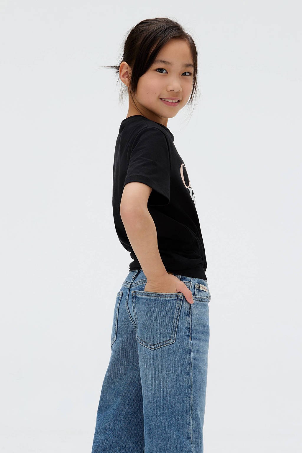 Calvin Klein high waist wide leg jeans medium blue denim