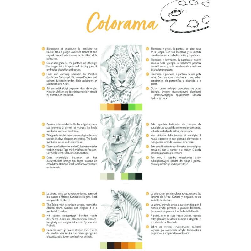 ODELIA, Bloc de coloriage multi-techniques de 20 feuilles A4 250g, Les animaux