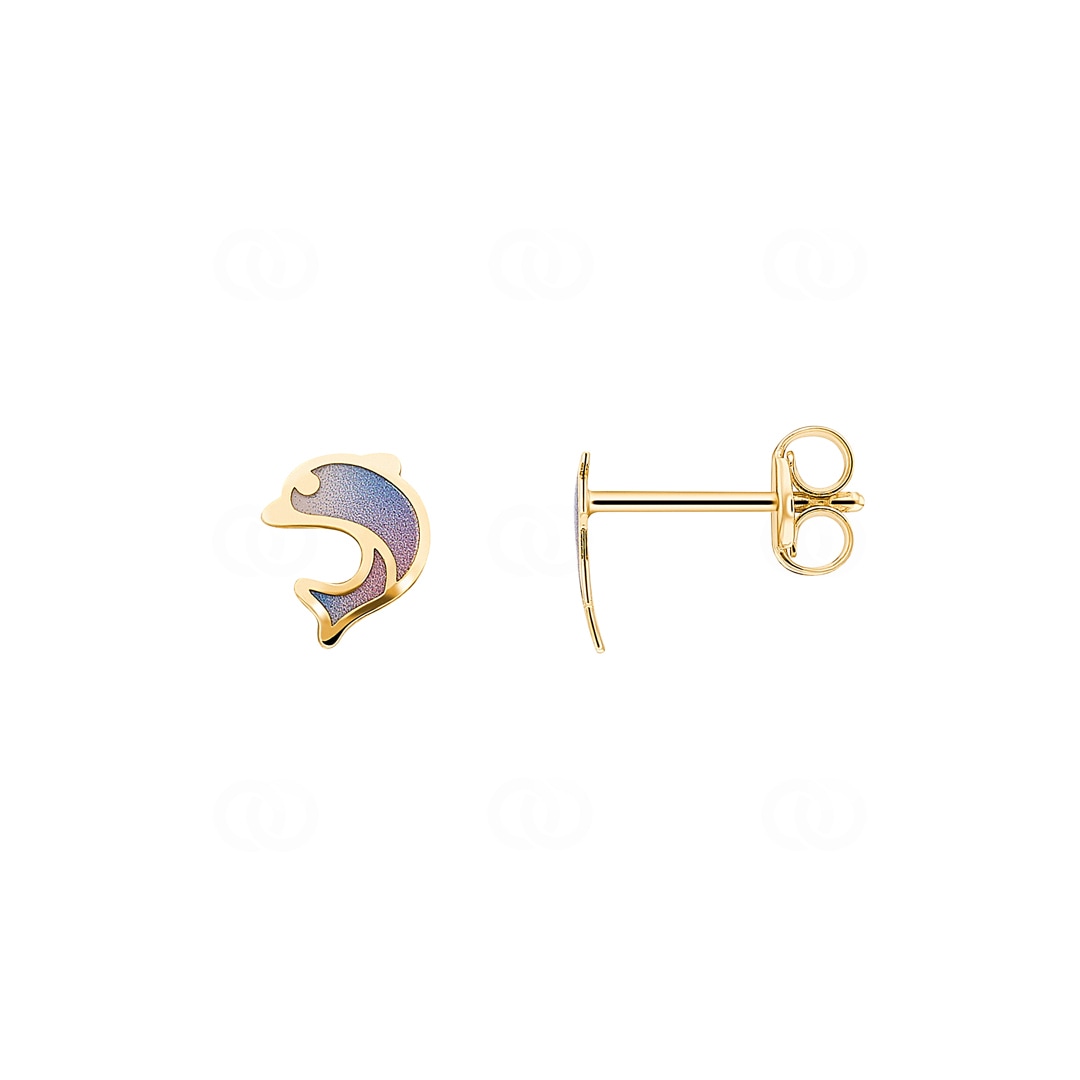 Ohrstecker 750/18 K Gelbgold Delfin lackiert
